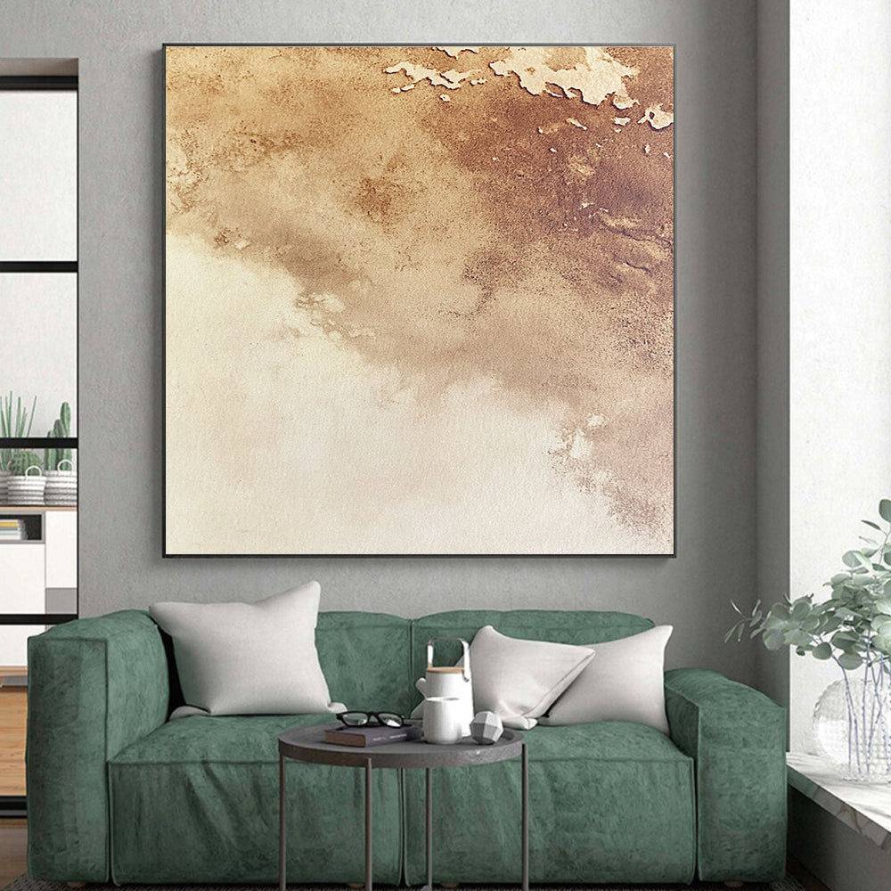 Brown and Beige Gradient Watercolor Abstract Painting with Soft Transitions GER005