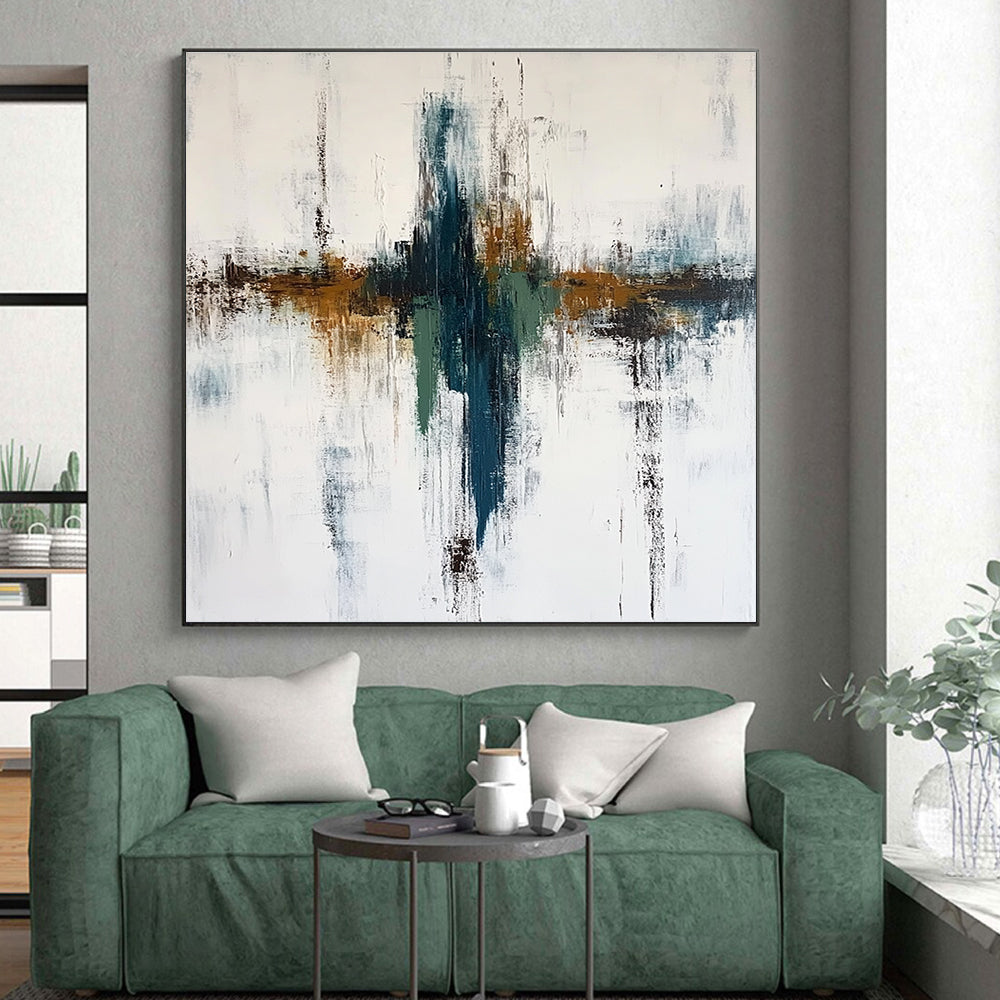 Teal Brown Abstract Painting with Subtle Gradients GER498