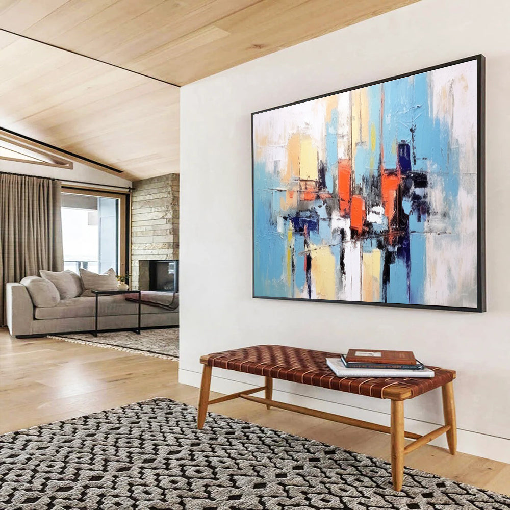Blue Orange Urban Abstract Painting THY067