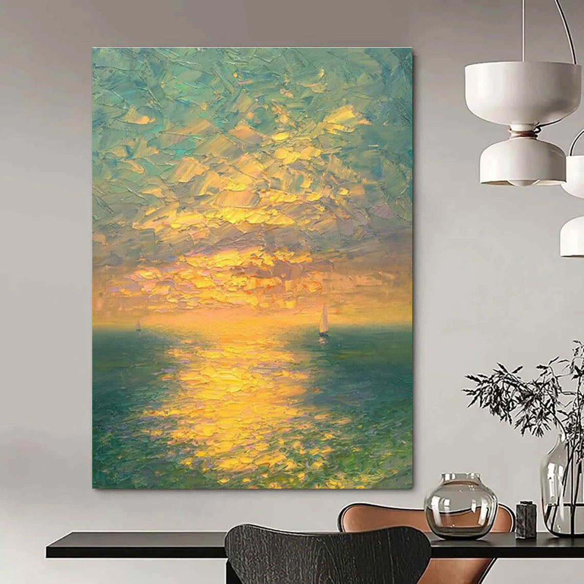 Vast - Scale Custom Abstract Paintings for Cottage Dining Room Fireplaces & Office Break Room Nooks DLZ0734