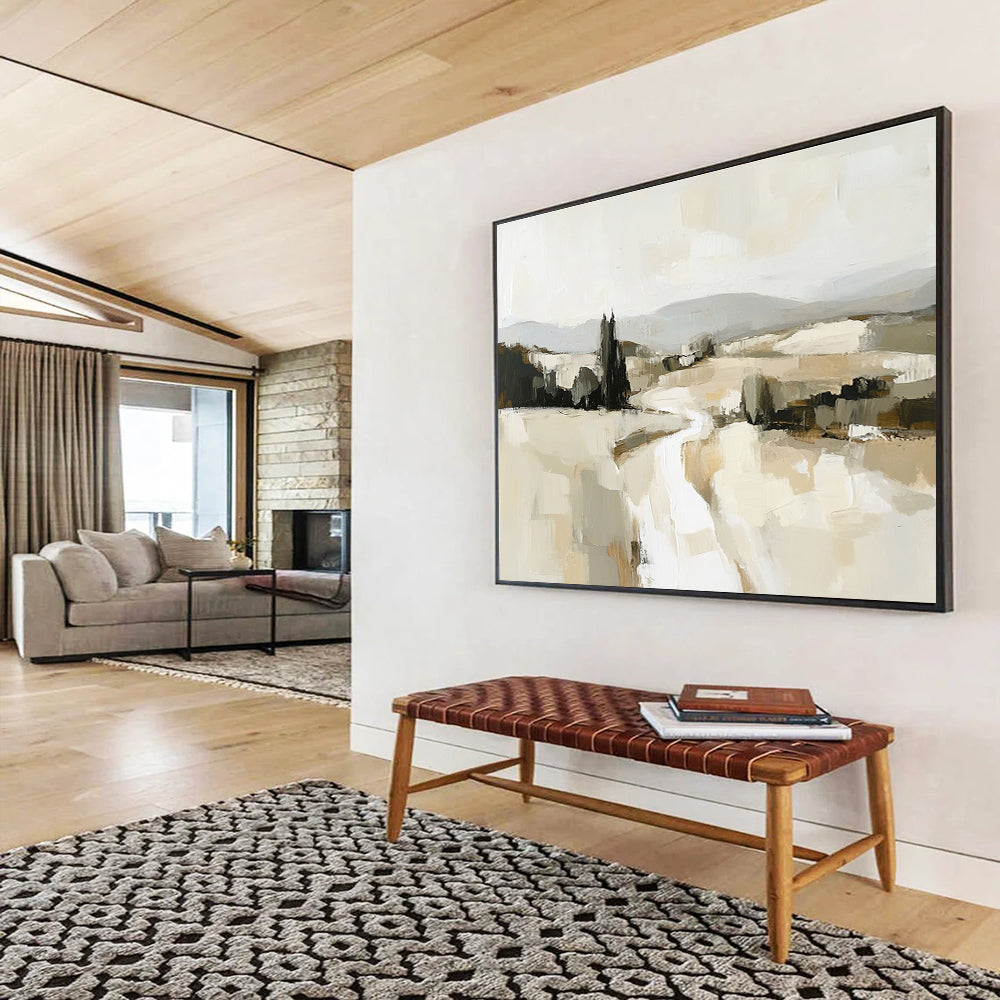 Abstract Rural Landscape Painting with Neutral Tones DYP286