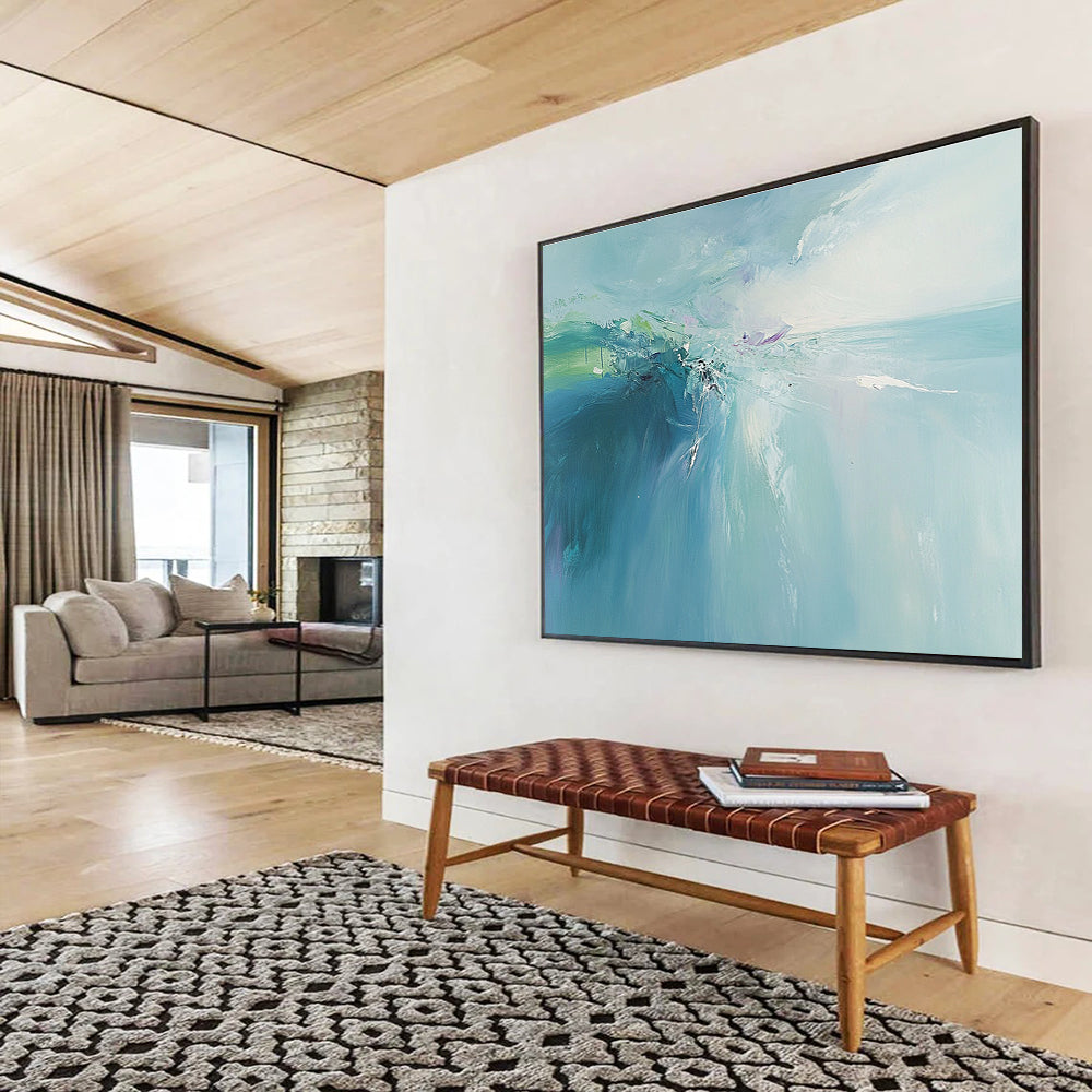 Soft Blue Abstract Painting with Gentle Brushstrokes DYP208