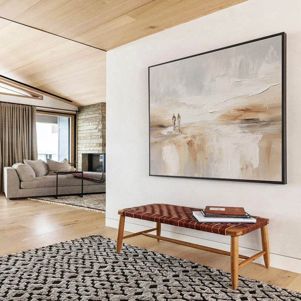 Beige Grey Figure Abstract Painting THY079