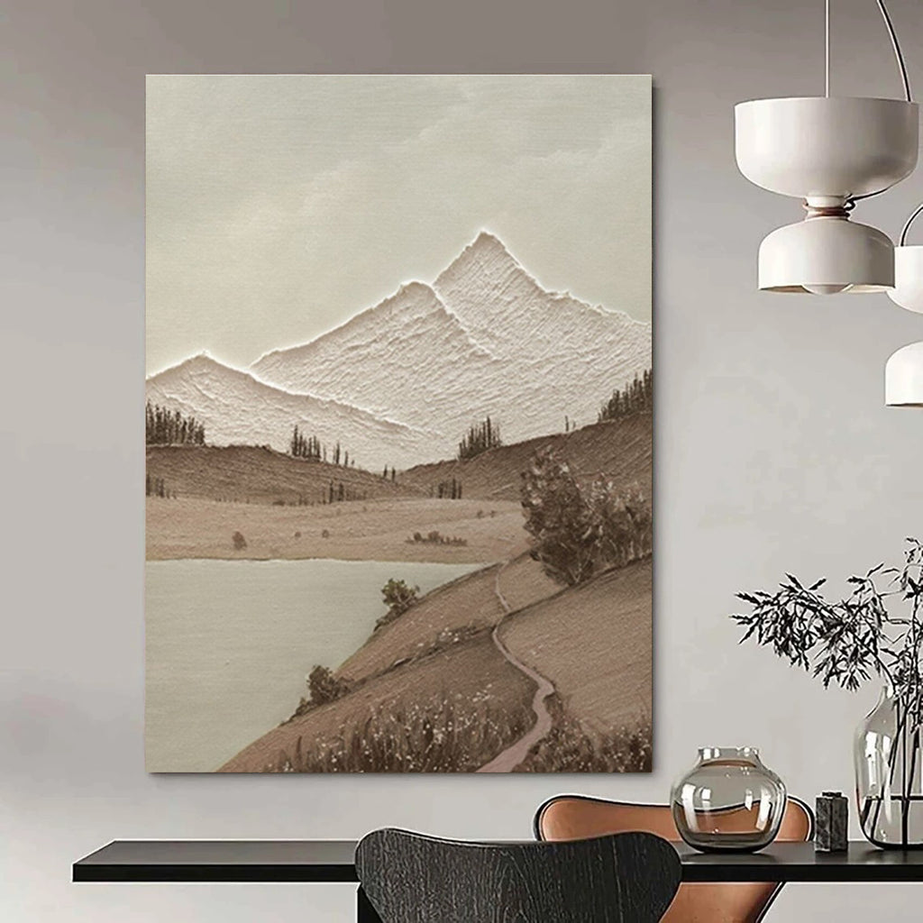 Neutral - toned Mountain Landscape Abstract Painting ADGE268