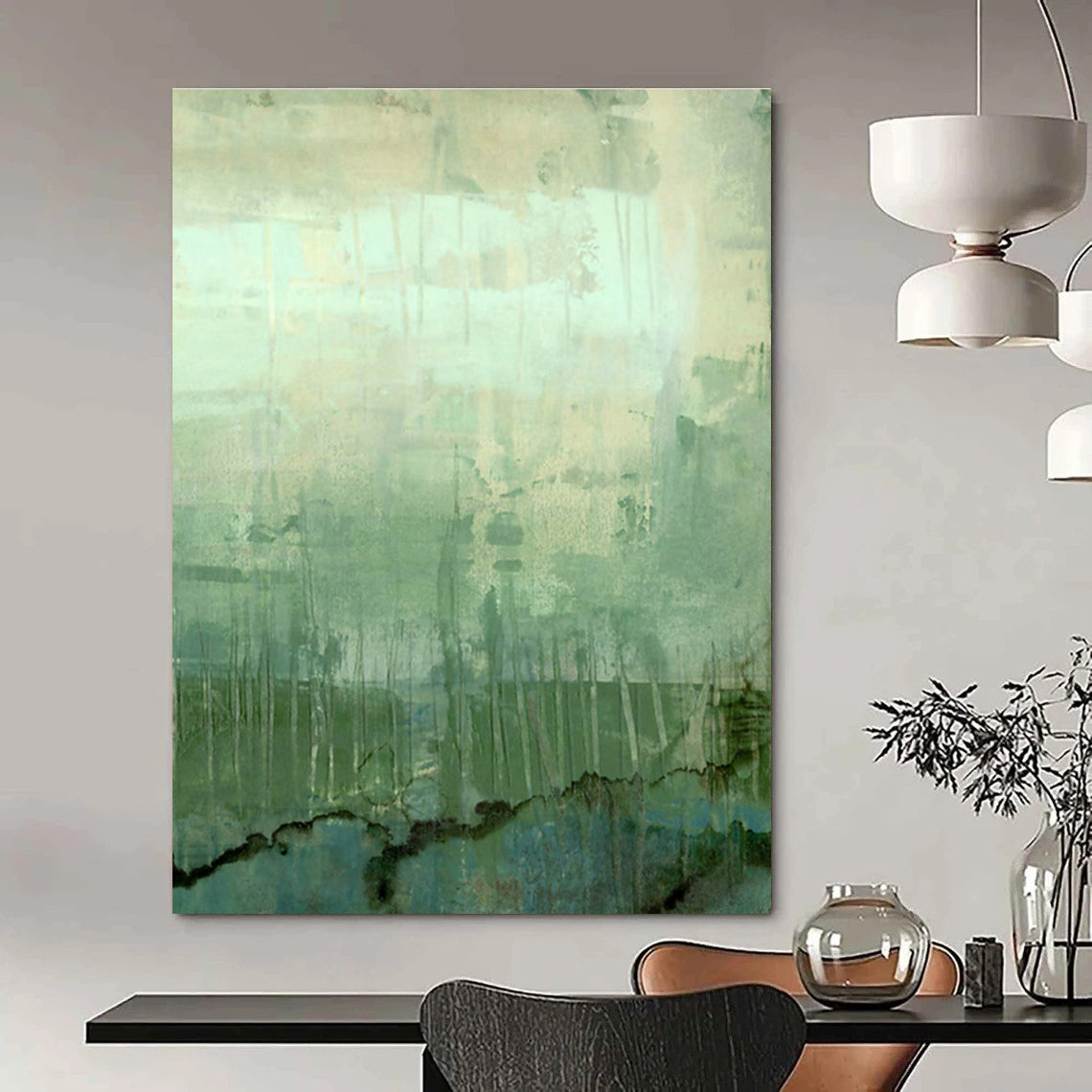 Hand-Painted Geometric Abstract Art Wall Hanging, the Artistic Integration of Dining Room and Corridor DLZ0959