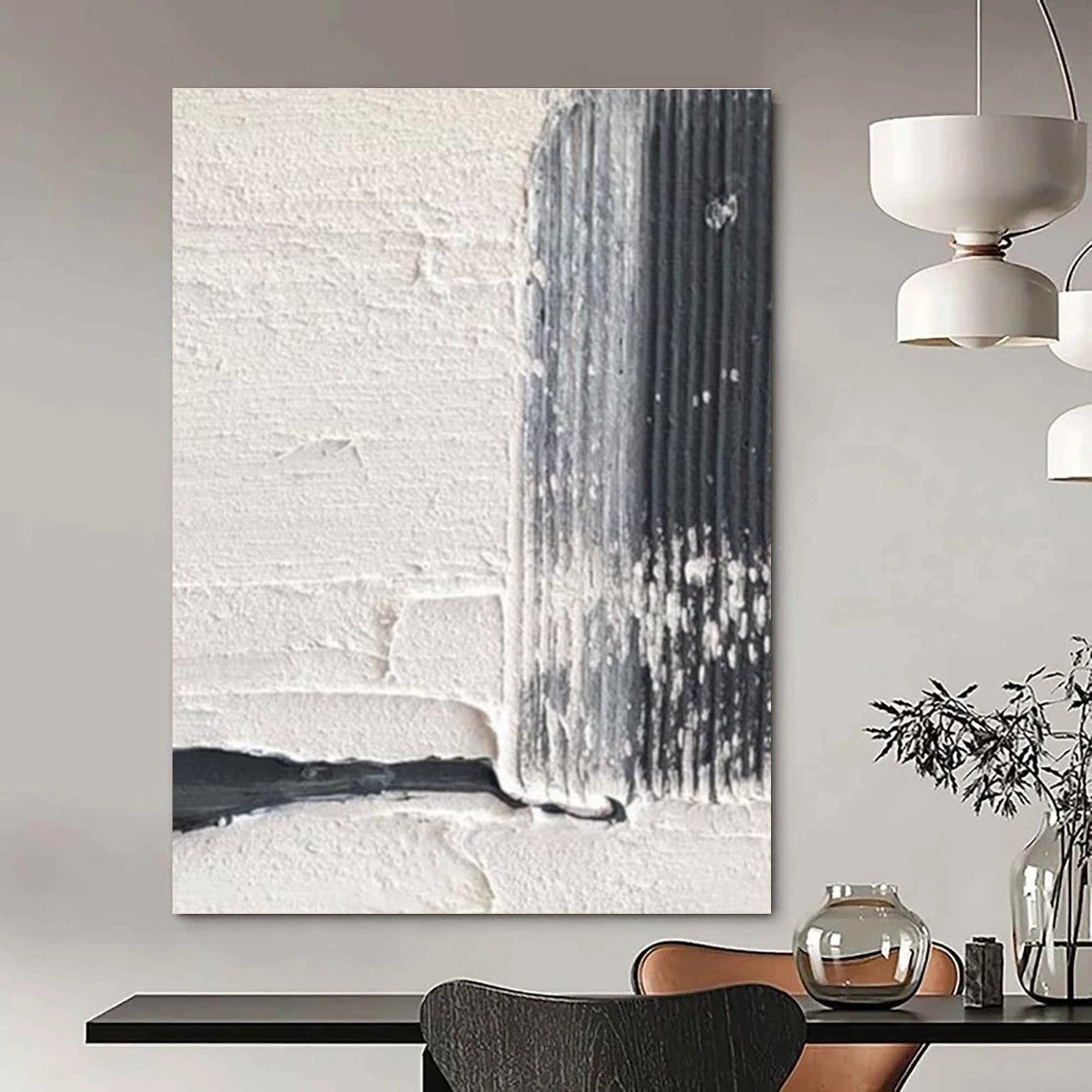White and Gray Ribbed - texture Abstract Art ADGE366