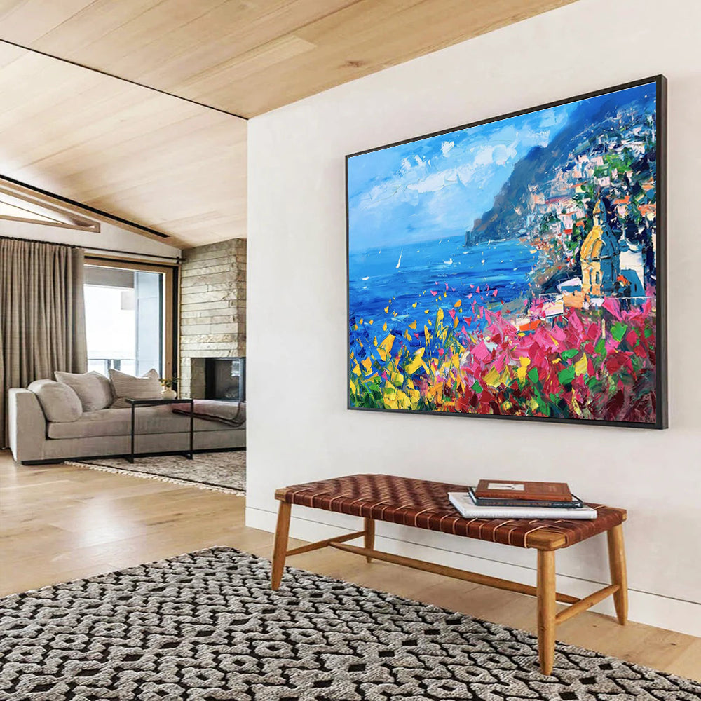 Colorful Amalfi Coast Abstract Painting THY429