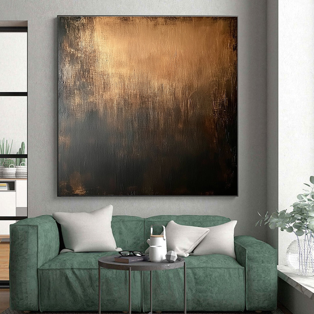Bronze and Black Abstract Painting with Gradient Textures GER118