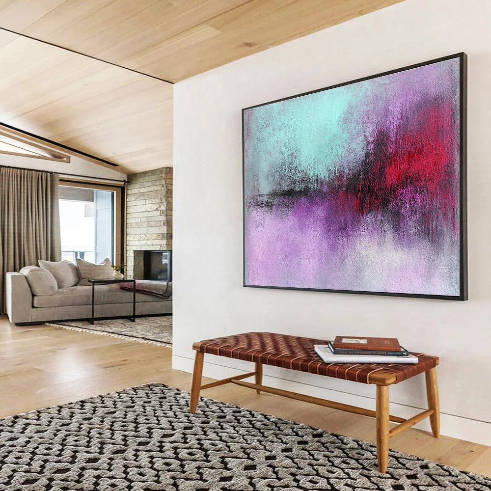 Purple and Red Abstract Painting with Bold and Intense Hues DYP378
