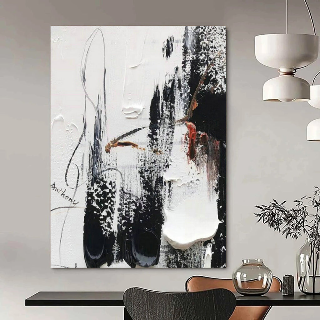 Original Handmade Abstract Painting for Dining Room Buffet Area and Entryway Console Table Wall DLZ1675