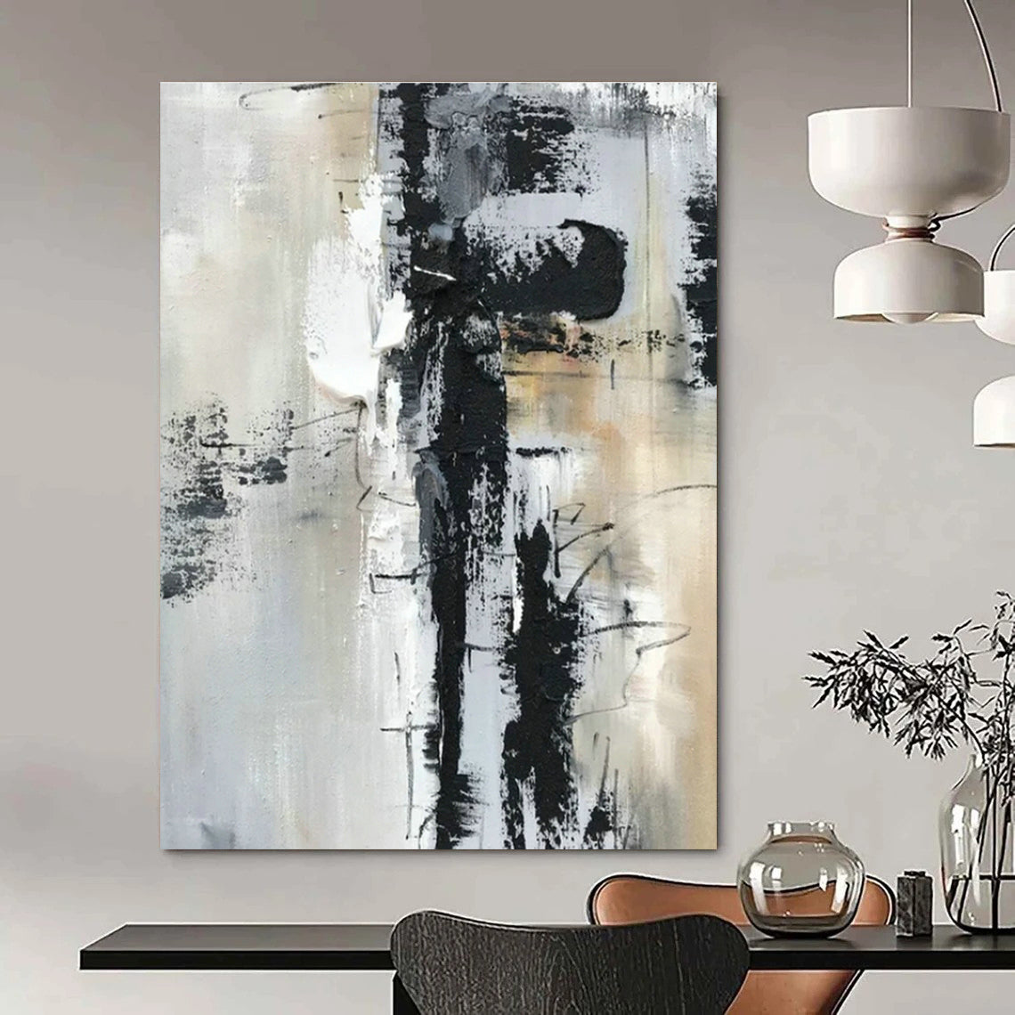 Original Hand-Painted Abstract Canvas for Cottage Living Room Window Curtain Wall and Bedroom Headboard Wall DLZ1690