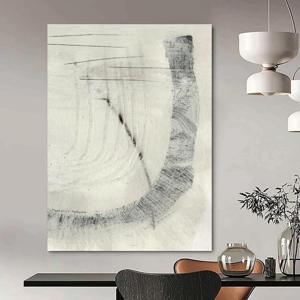 Monochromatic Abstract with Linear Textures and Intricate Patterns Painting ADGE214