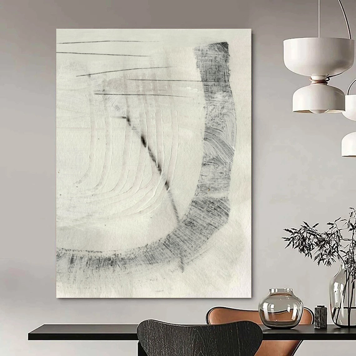 Monochromatic Abstract with Linear Textures and Intricate Patterns Painting ADGE214