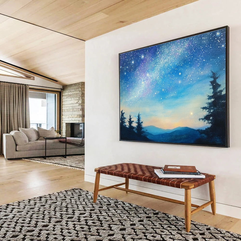 Starry Night Mountain - Celestial Landscape Abstract Painting DYP013