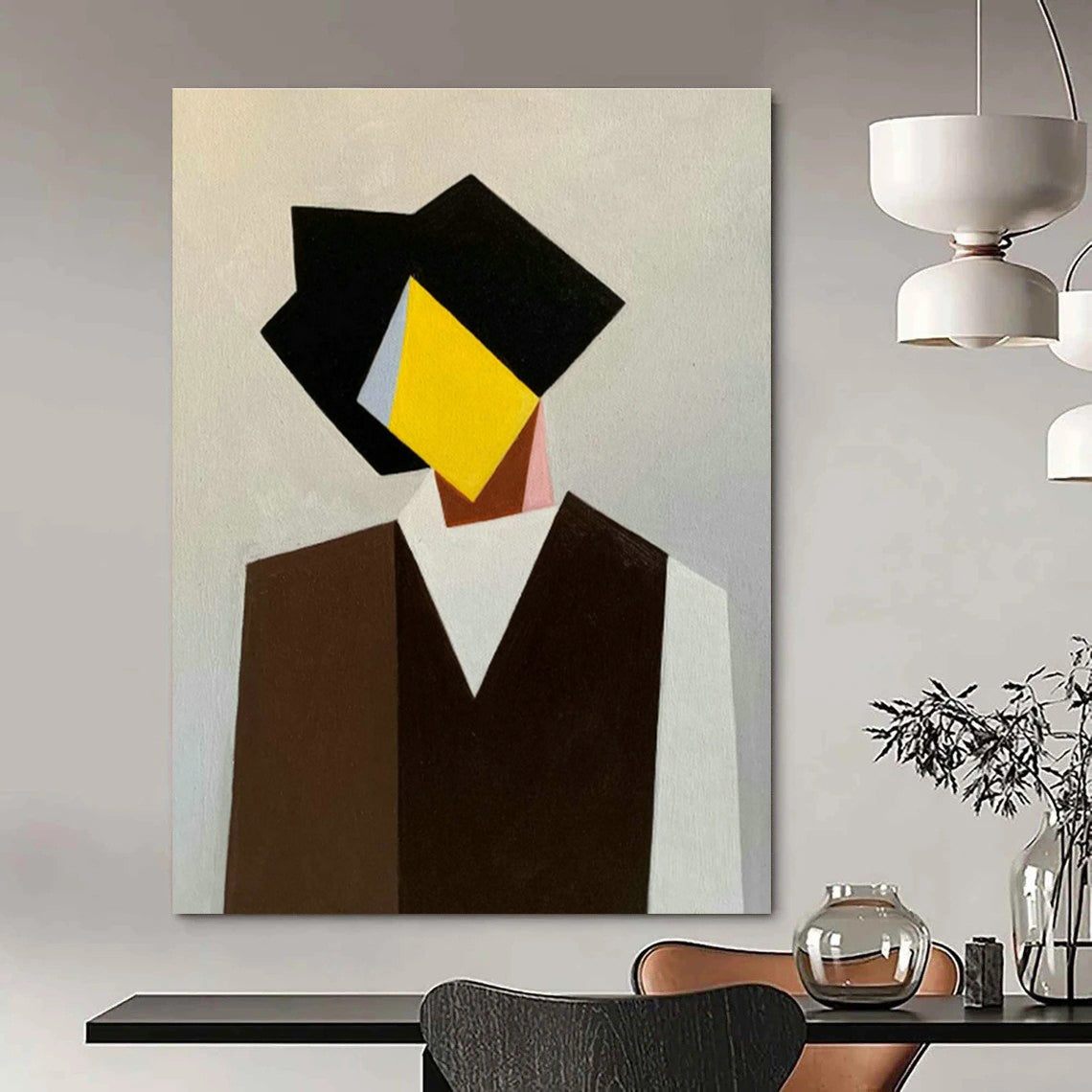 Large Hand - Painted Abstract Canvases for Hallway and Office DLZ0760