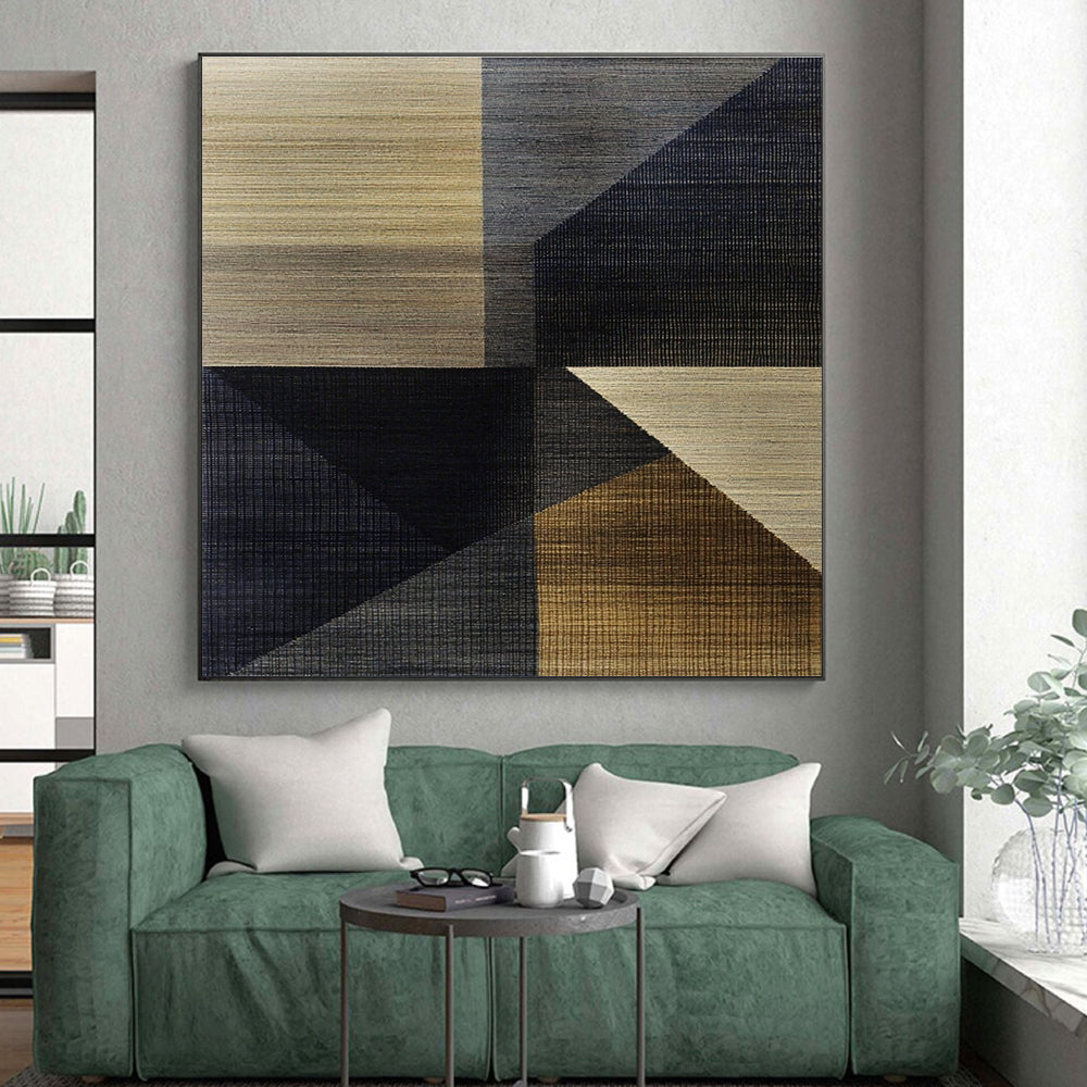 Neutral Tones Geometric Patchwork Abstract Art GER216