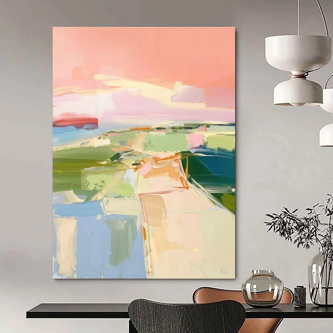 Large Hand-Painted Abstract Art for Cottage Bedroom and Living Room DLZ1577