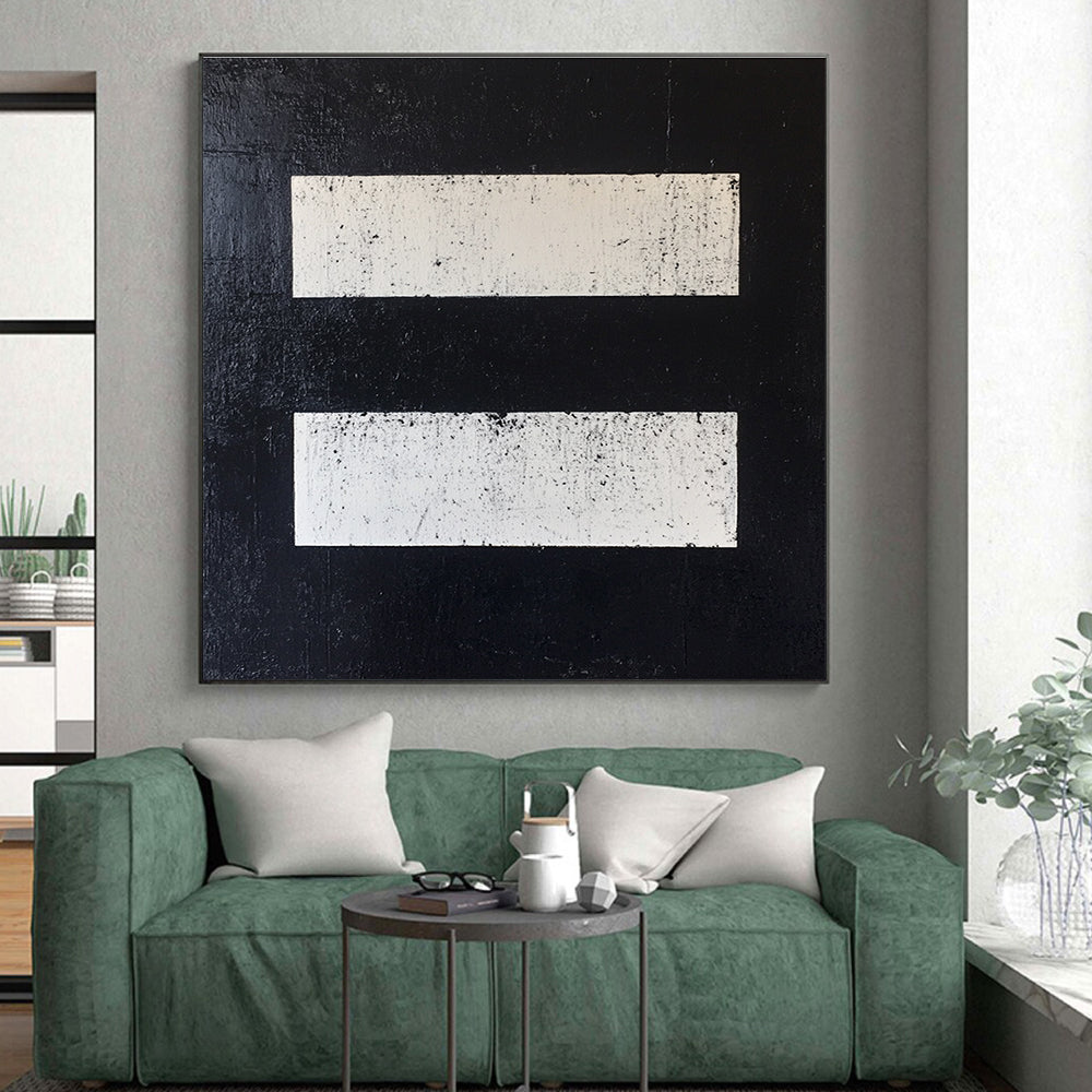 Black and White Rectangles Abstract Painting GER876