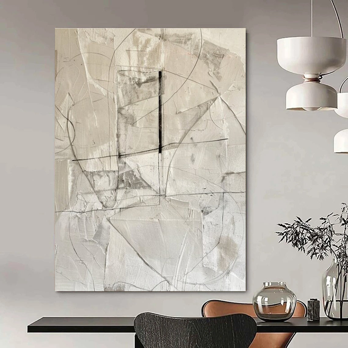 Grey White Black Abstract Painting ADGE001