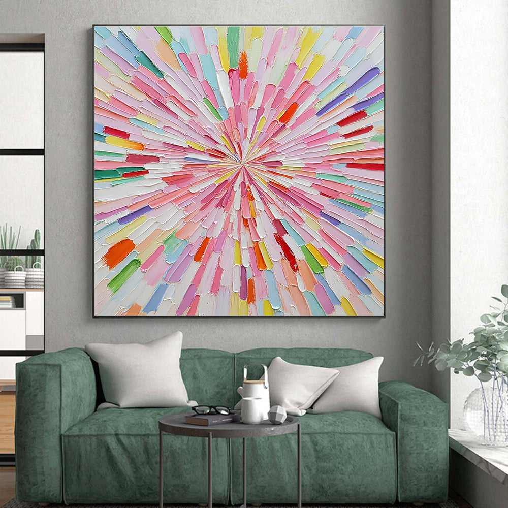 Colorful Radiant Abstract Painting with Vibrant Burst GER124