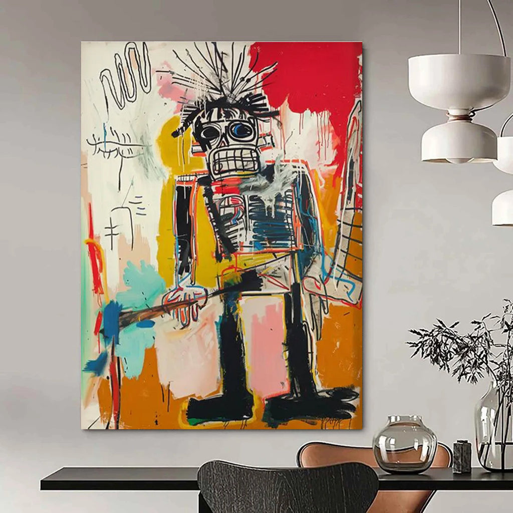 Spiky - Haired Figure with Bold Colors Abstract Painting ADGE109