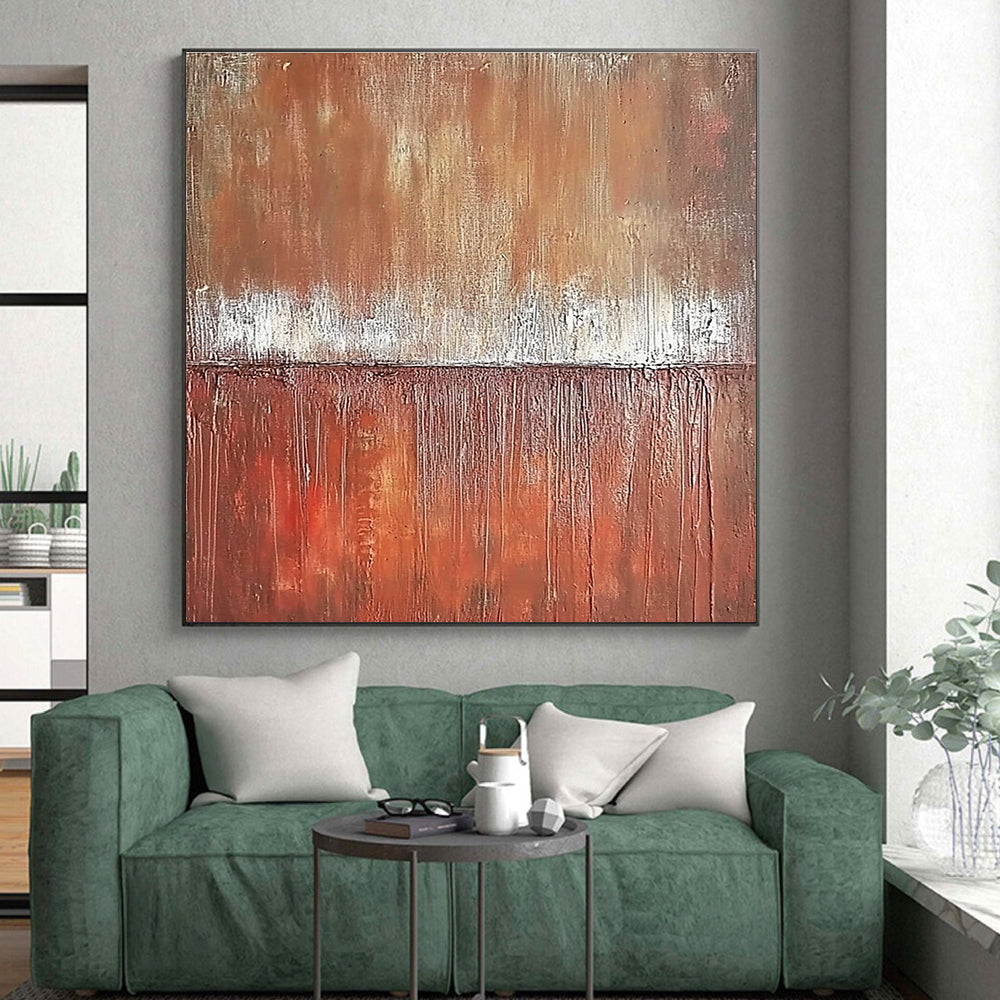 Brown White Textured Abstract Painting with Earthy Tones GER029