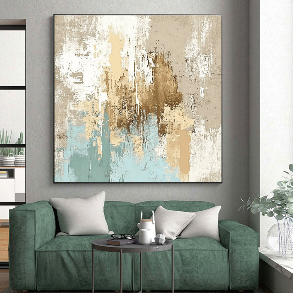 Neutral Tone Abstract with Brown Blue and White GER335