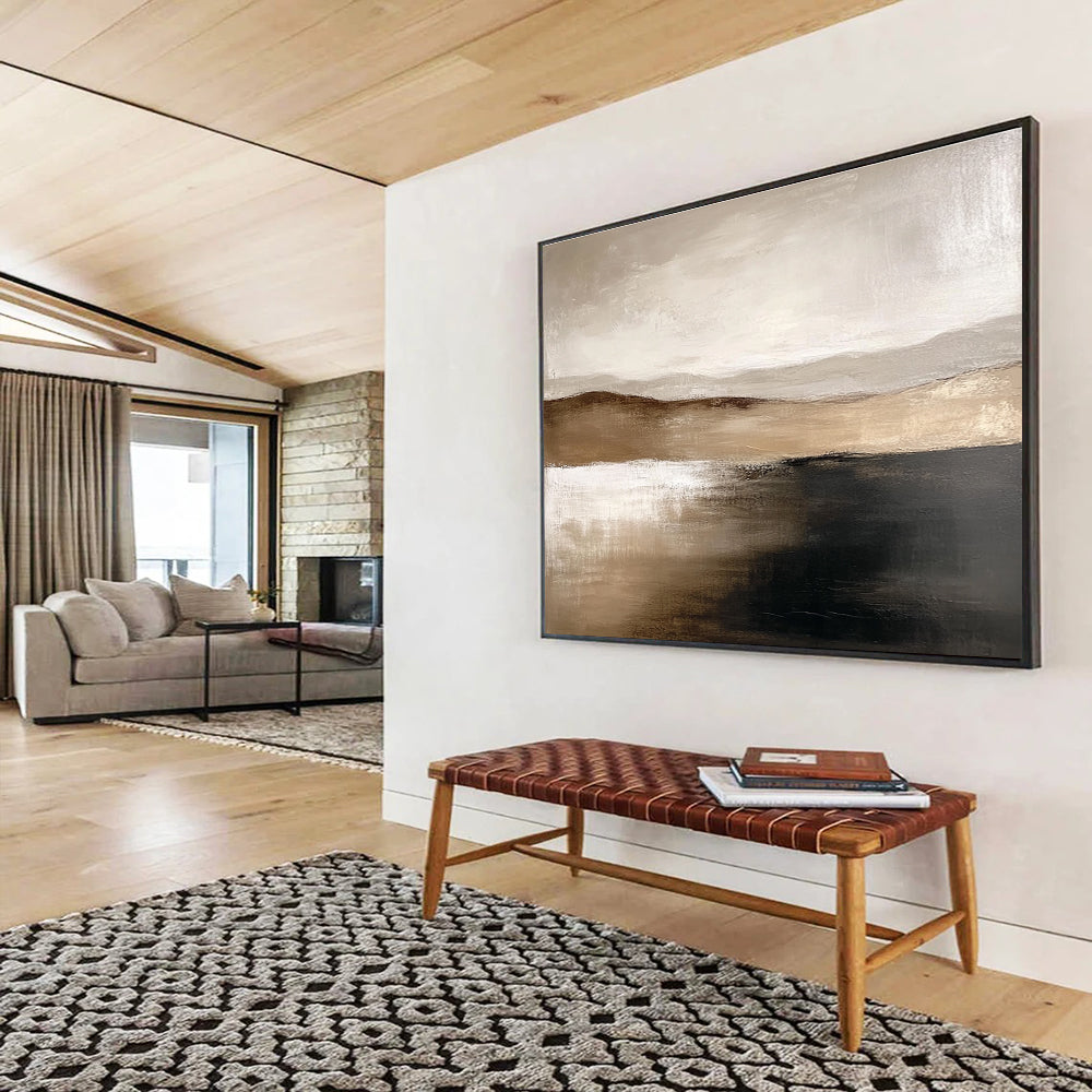 Earth Tone Landscape Abstract Painting with Brown and Beige DYP227