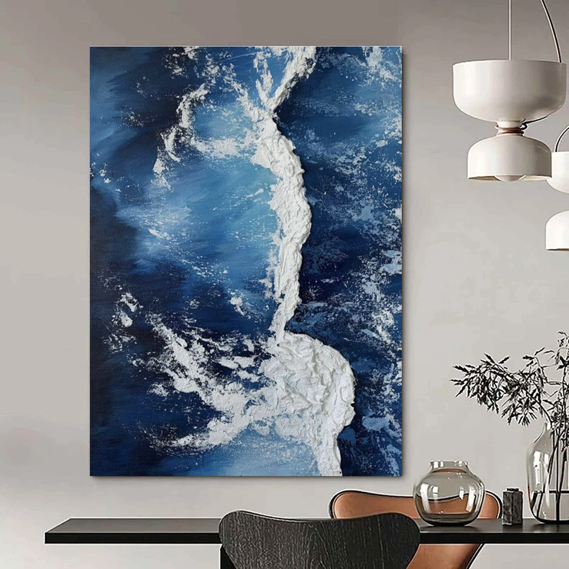 Large Hand - Painted Abstract Wall Art for Office & Cottage Living Room DLZ1133