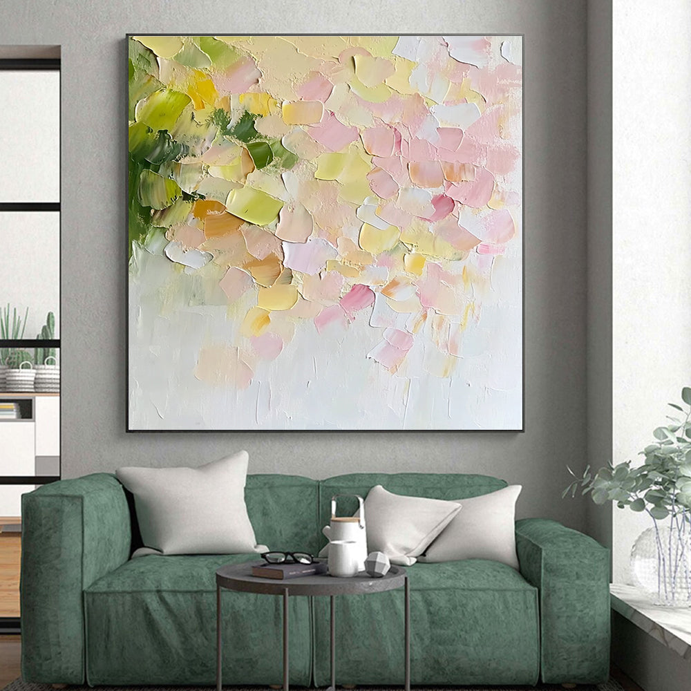 Textured Pastel Flower Abstract Painting with Impasto Technique GER415