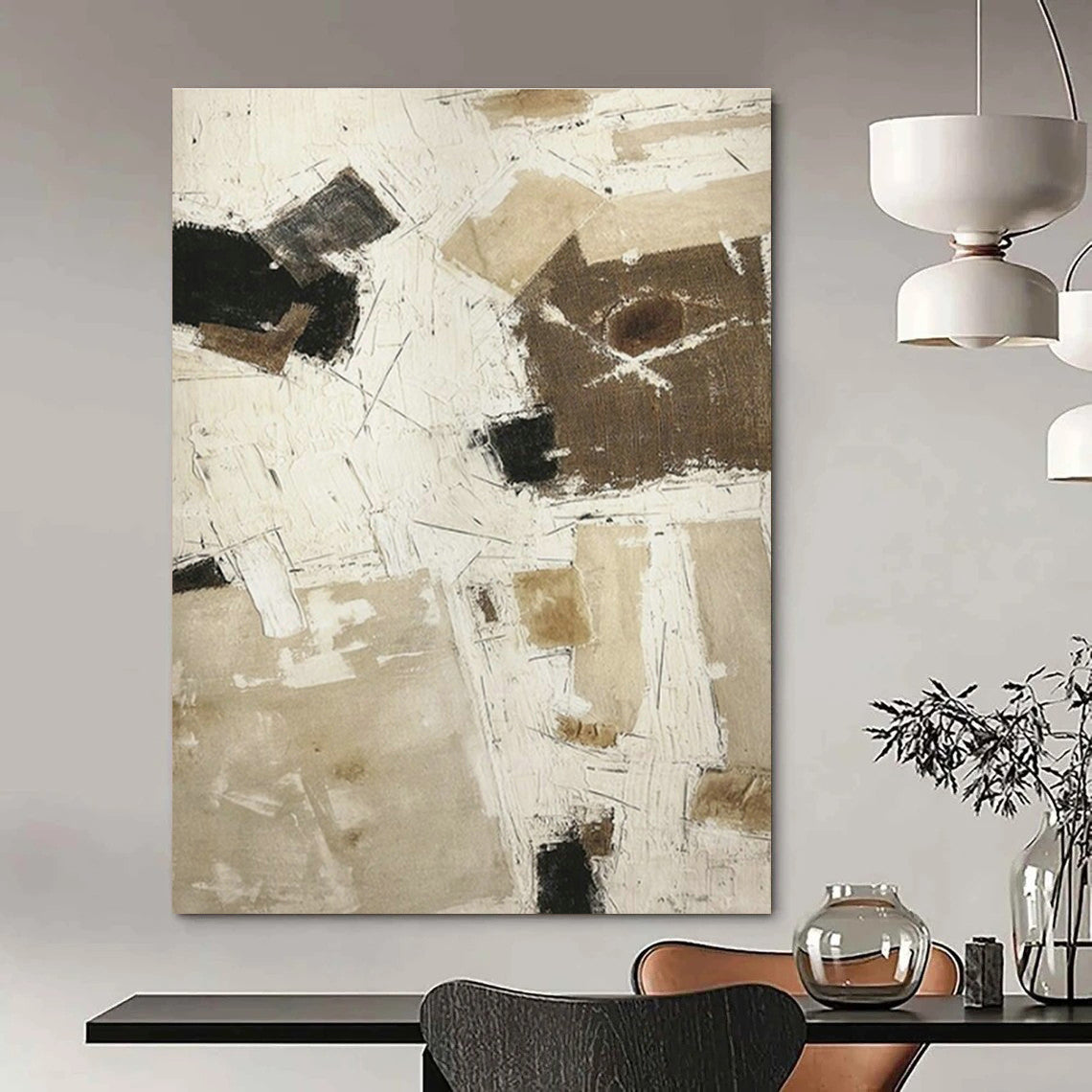 Oversized Custom Hand-Painted Abstract Canvas for Office Reception Desk Wall and Cottage Hallway Umbrella Stand Niche DLZ1871
