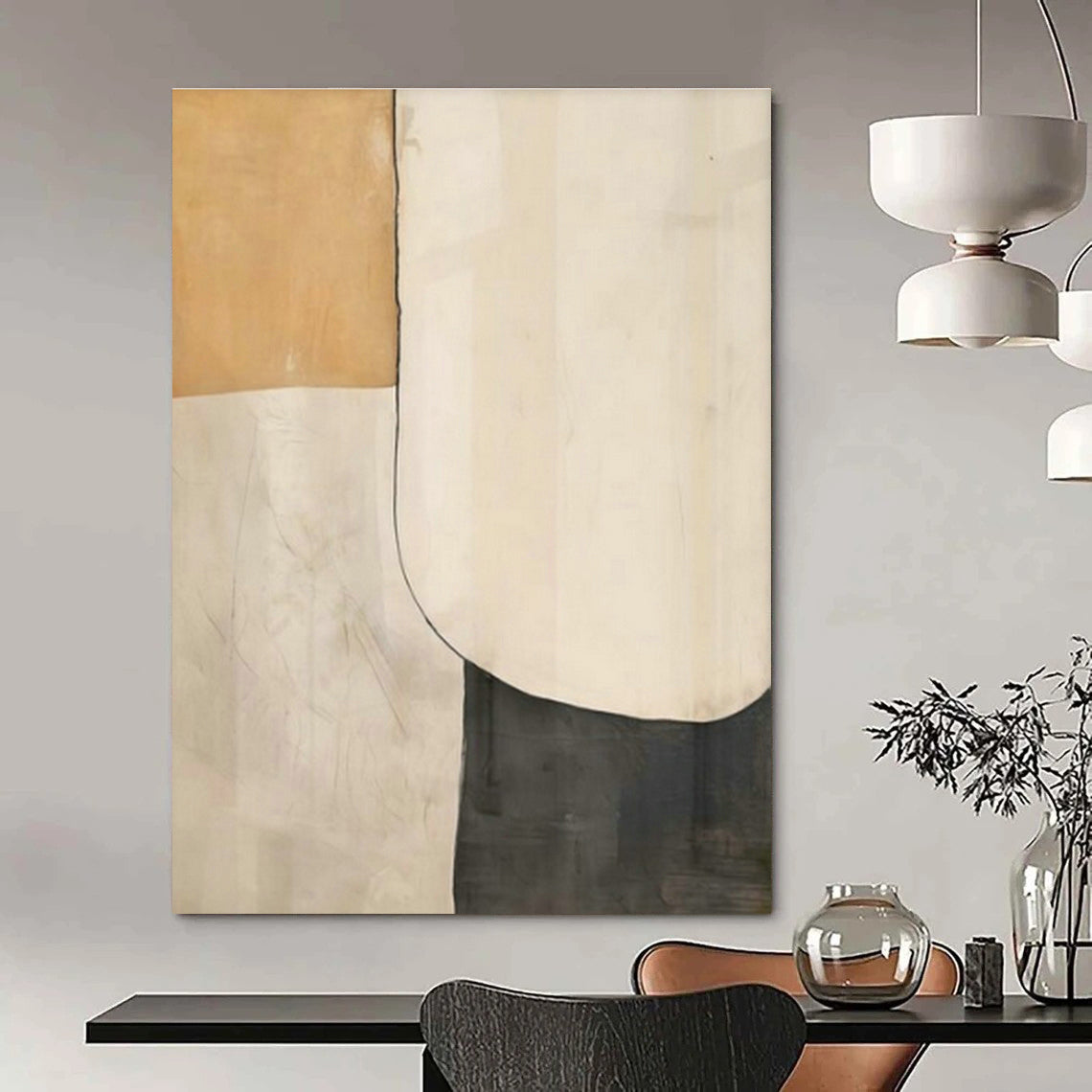 Oversized Custom Hand-Painted Abstract Canvas for Cottage Living Room Firewood Storage Niche Wall and Office Supply Cabinet Wall DLZ1941