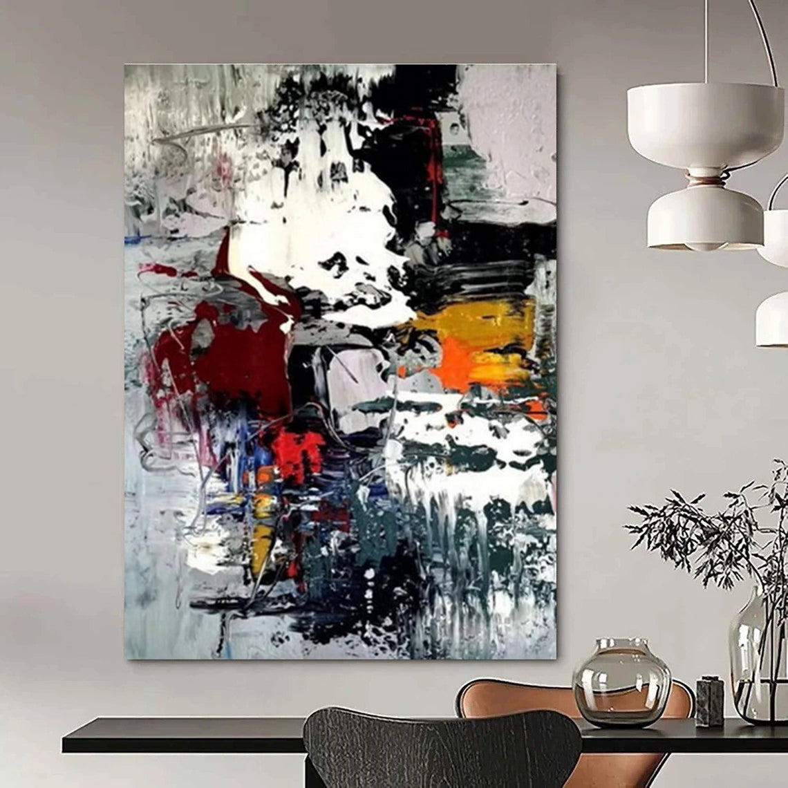 Colorful Dynamic Abstract Painting with Energetic Brushstrokes ADGE391