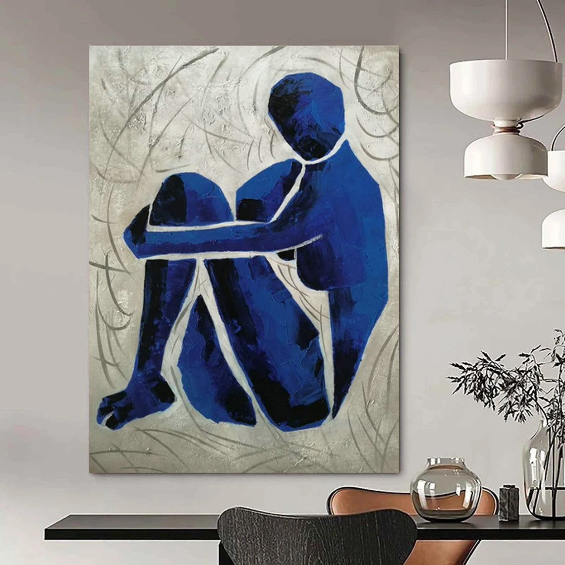 Large Custom Handmade Abstract Wall Art for Cottage Bedroom Scarf Hanger Rod Wall & Living Room Magazine Organizer Wall DLZ1792