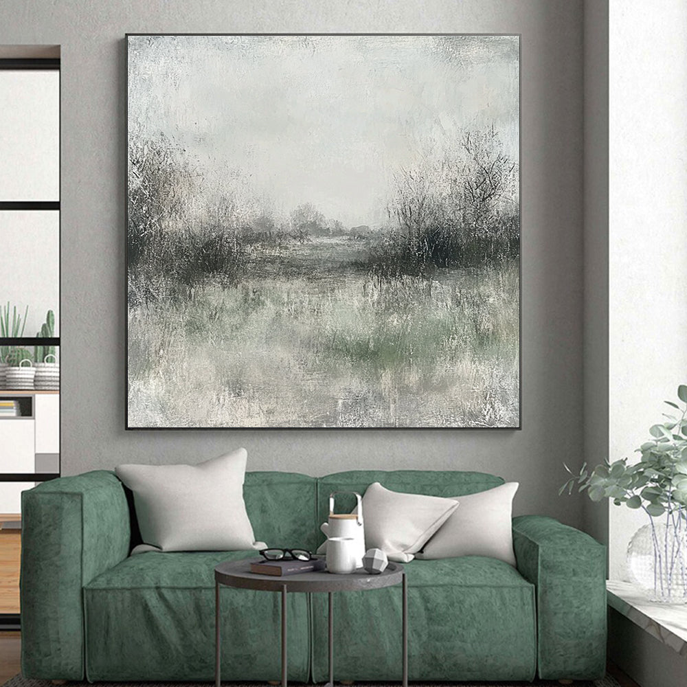 Monochromatic Landscape Abstract Painting with Textured Depths GER162