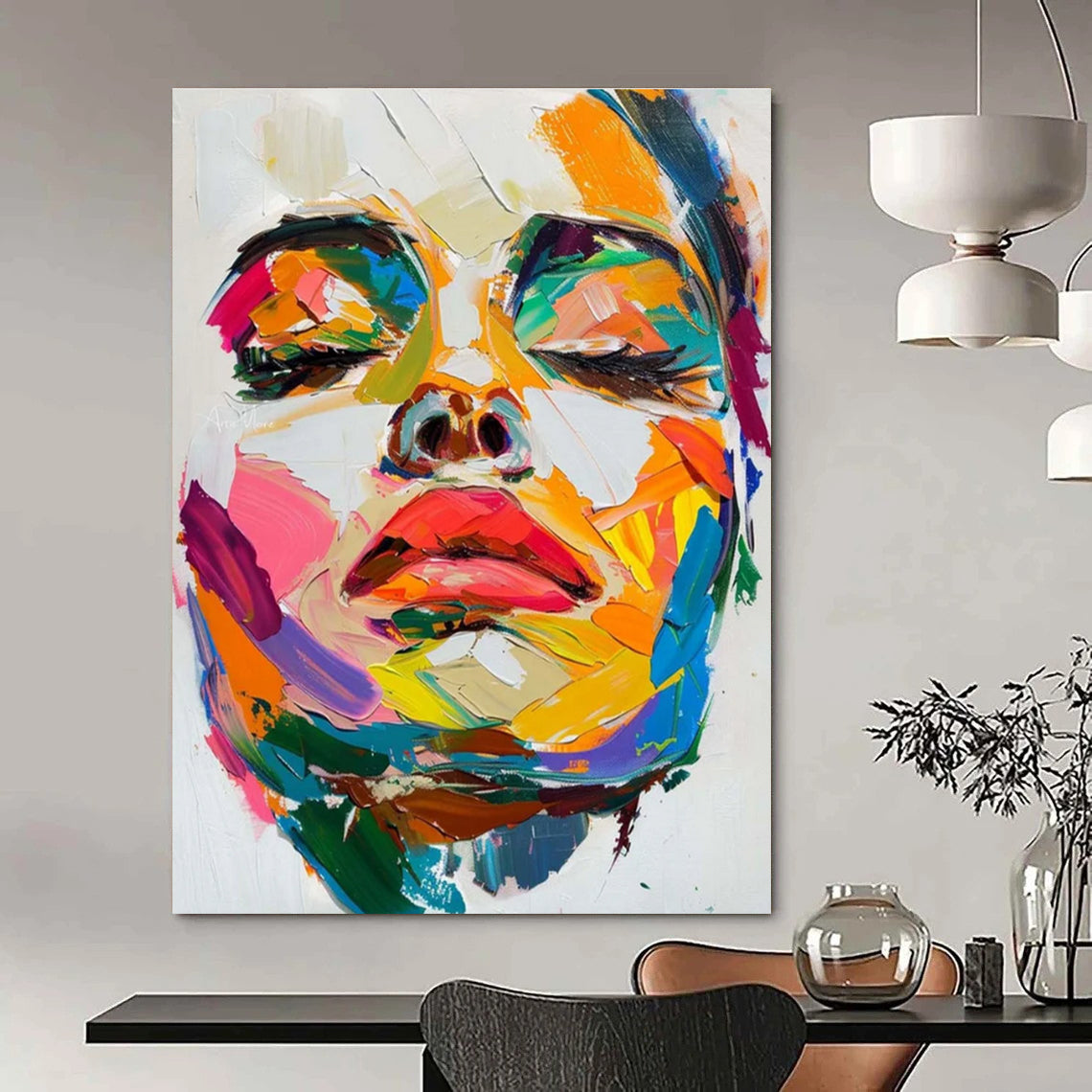Colorful Abstract Portrait Painting with Vivid Hues ADGE090