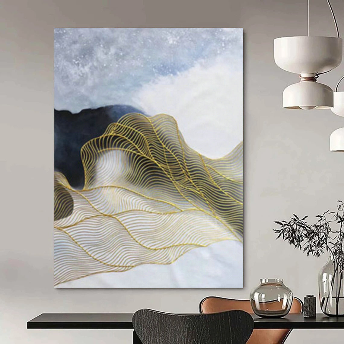 Oversized Abstract Hand - Painted Murals for Dining Room Banquets & Hallway Galleries DLZ0574