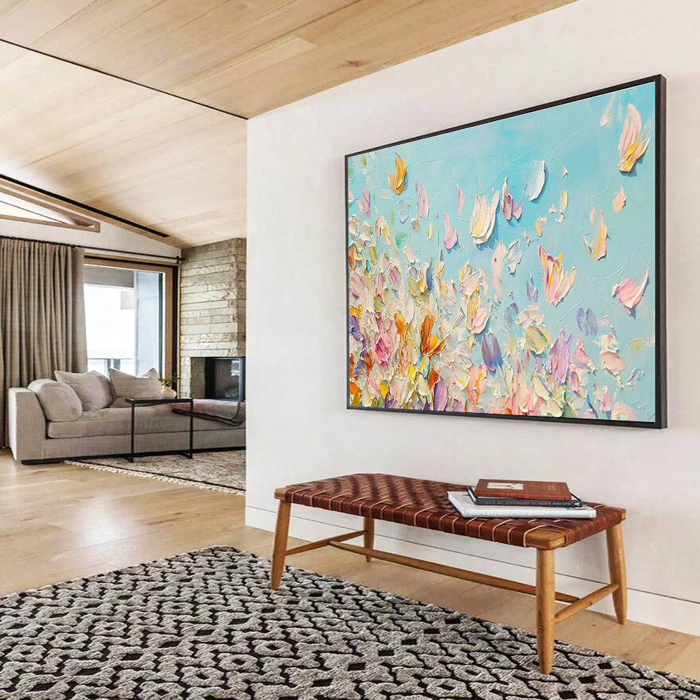 Petal Dance Abstract Painting with Soft, Airy Colors THY410