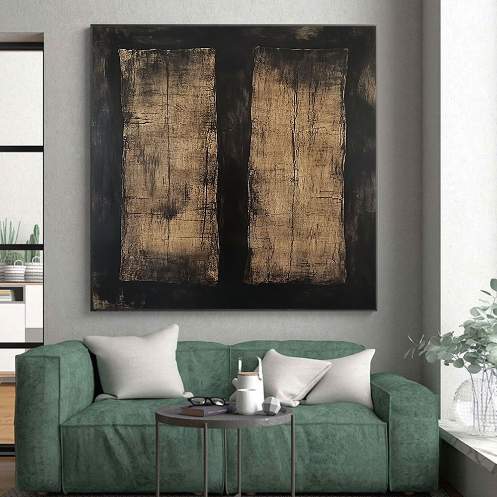 Brown Black Abstract Painting with Rustic Textures GER796
