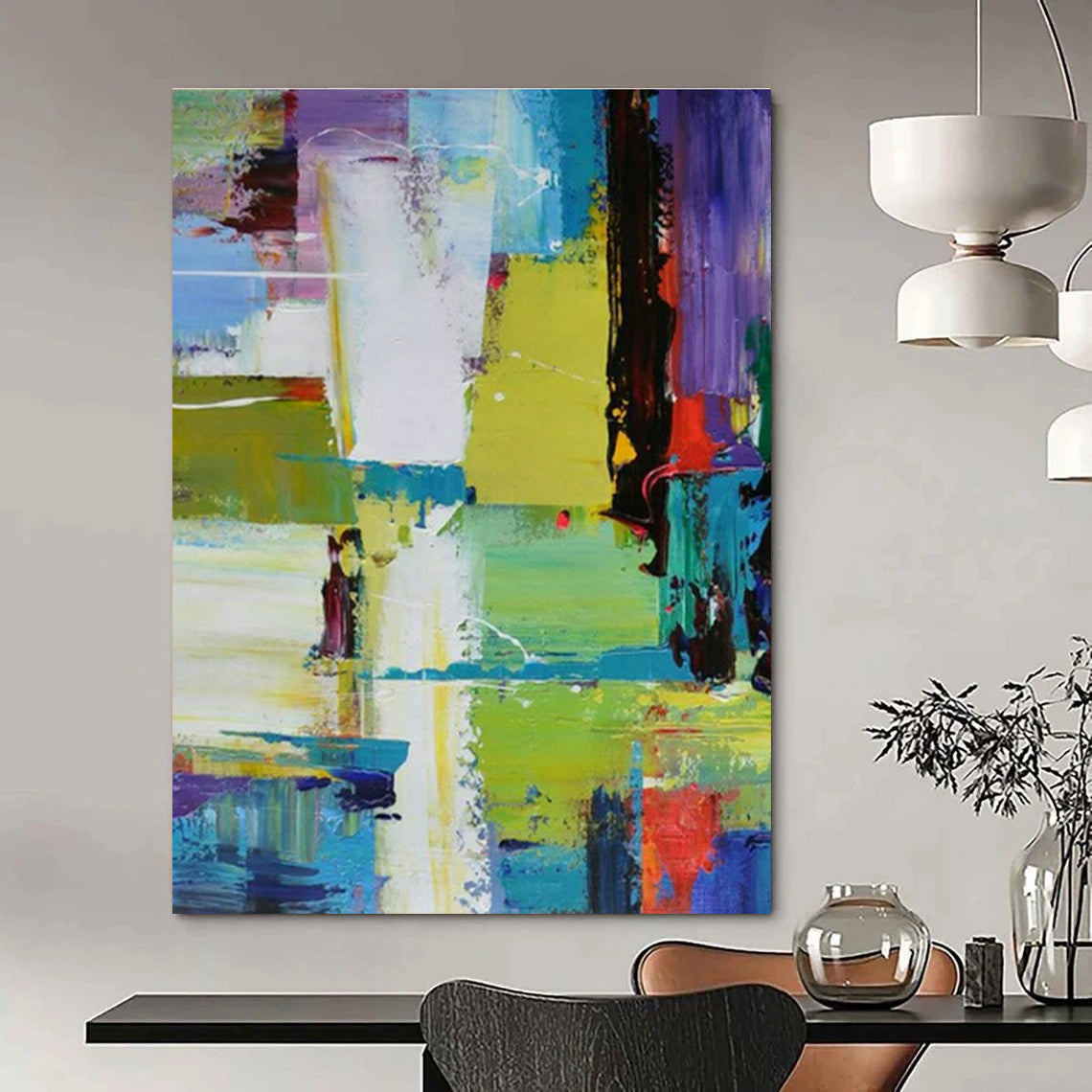Handmade Abstract Art for Cottage Office Headphone Stand Wall & Hallway Umbrella Cover Storage Wall DLZ1783