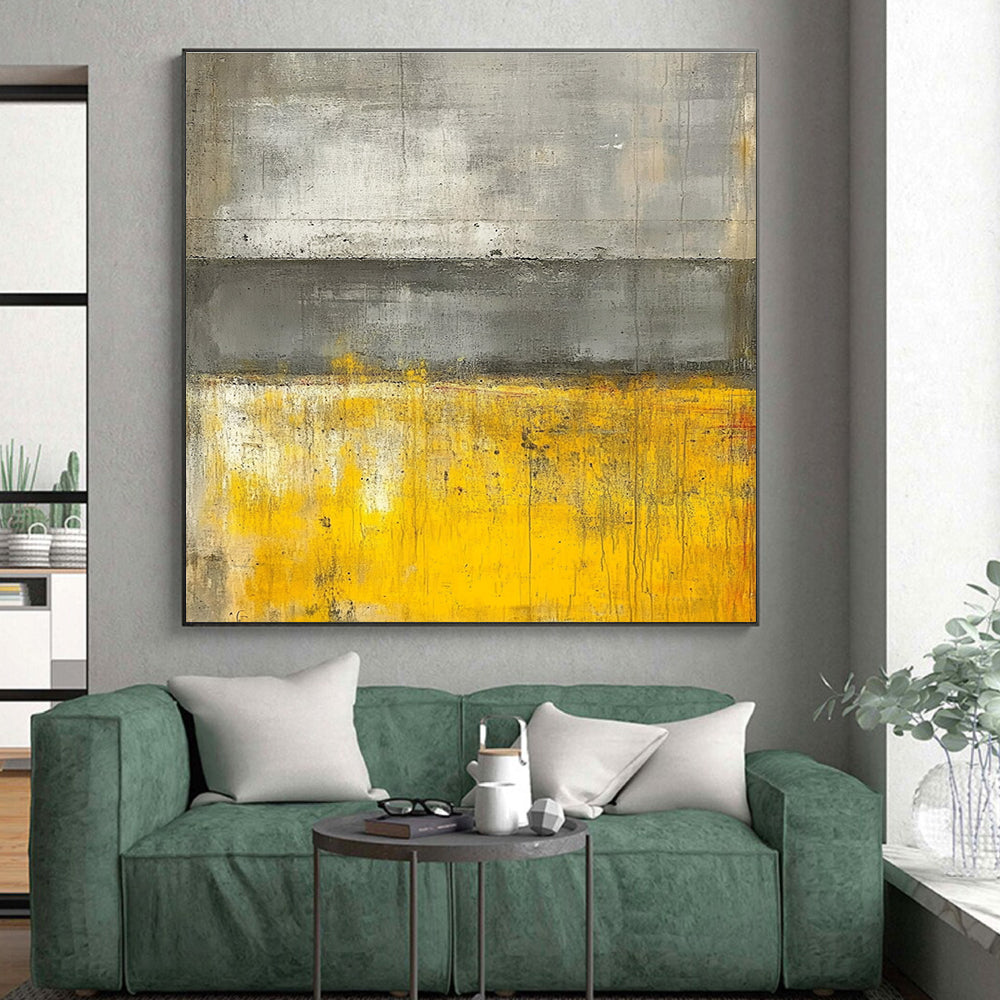 Gray and Yellow Abstract Painting with Subtle Gradients GER541