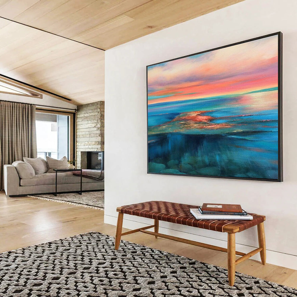 Colorful Sky Sea Sunset Abstract Painting THY023