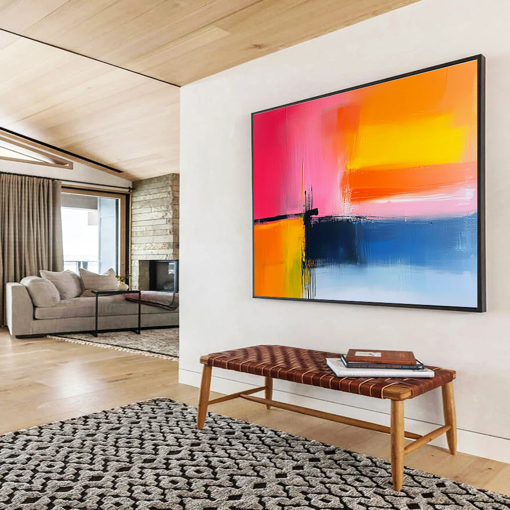 Pink Orange and Yellow Abstract Painting with Sunset Vibes DYP409