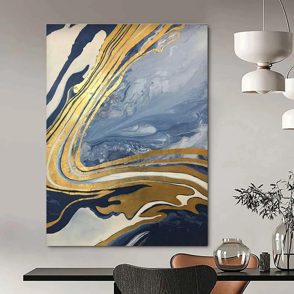 Large Hand - Painted Abstract Canvases for Hallway Staircase Handrails & Office Server Closet Shelf Backings DLZ0877