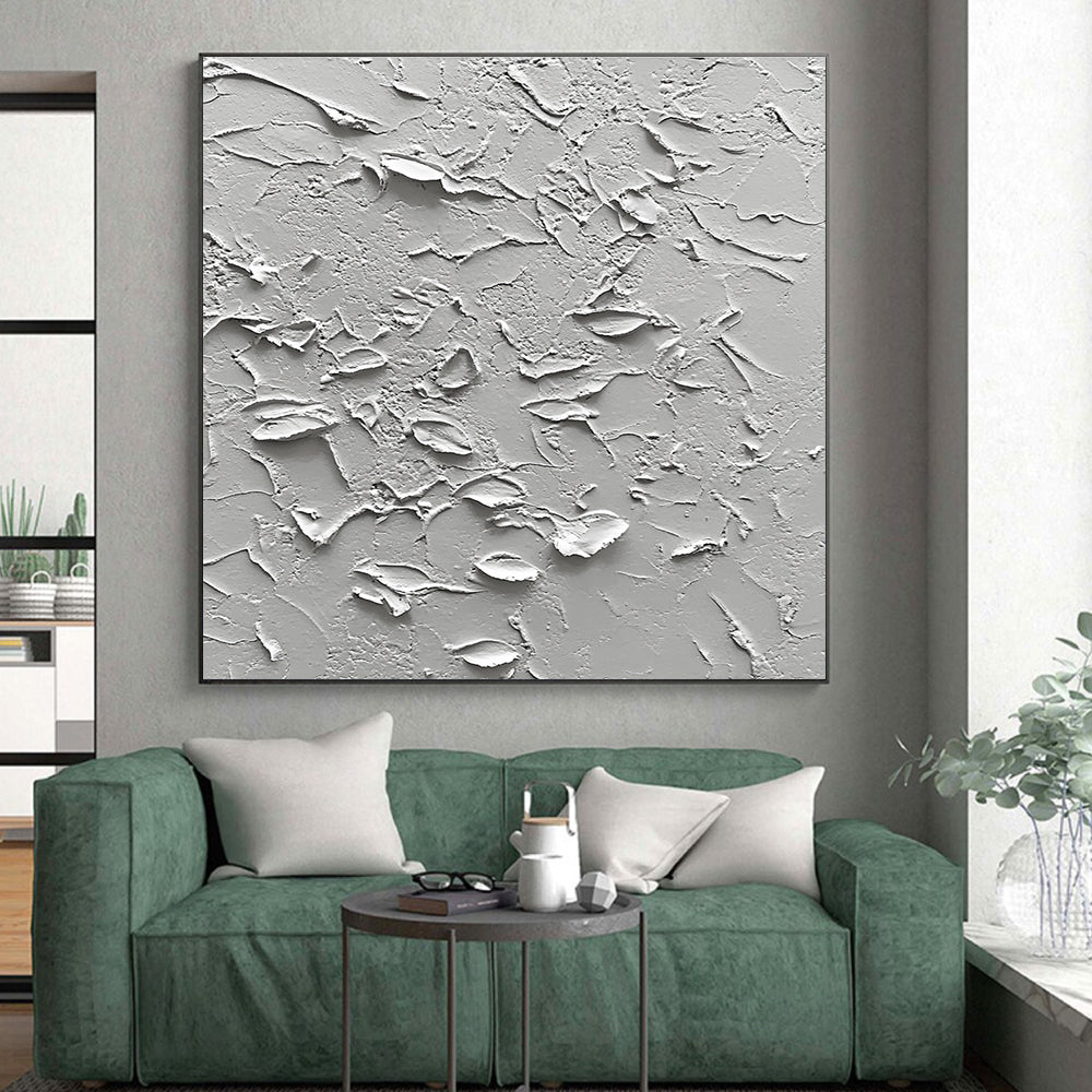Gray Textured Abstract Painting with Rugged Surfaces GER093