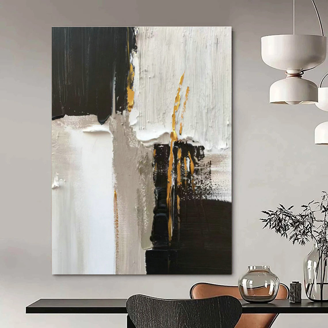 Oversized Abstract Canvases for Dining Room Double - Height Walls and Office Atrium Spaces DLZ0807