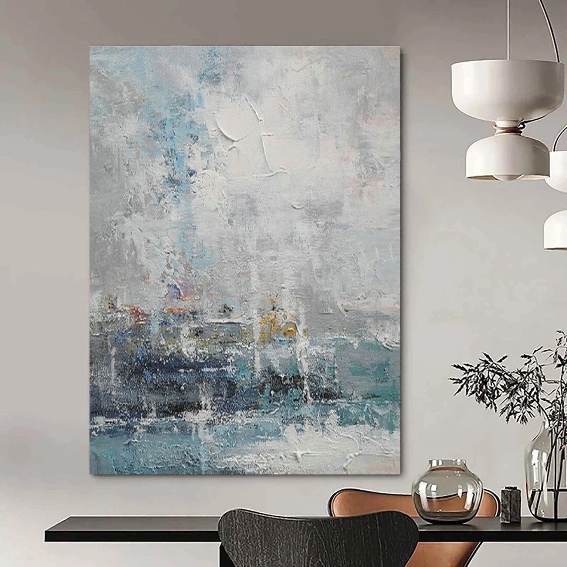 Oversized Handmade Abstract Painting for Dining Room & Entryway DLZ2011