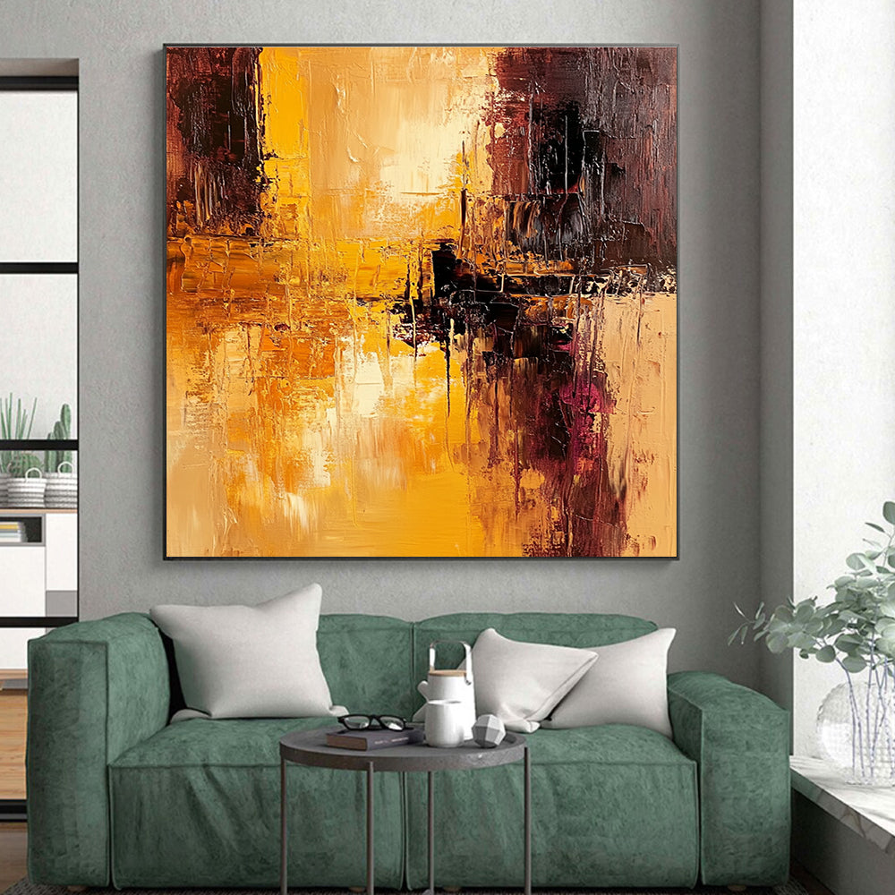 Warm Tone Textured Abstract Painting with Rich Layers GER765