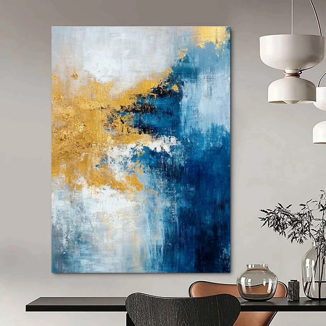 Oversized Custom Hand-Painted Abstract Art for Cottage Hallway Umbrella Stand Base Wall and Office Equipment Storage Wall DLZ1906