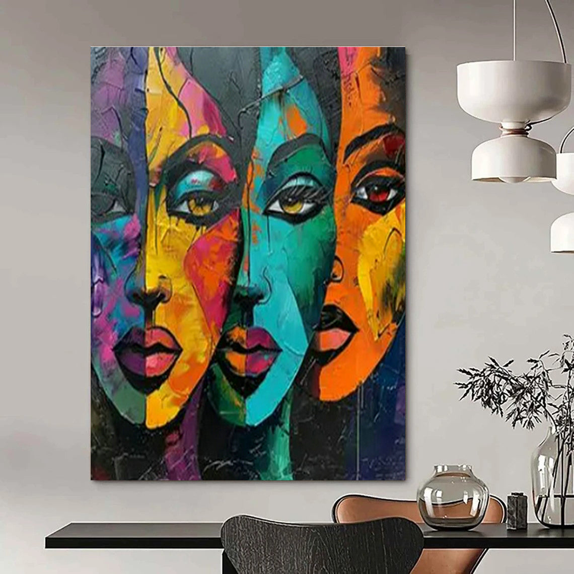 Original Hand-Painted Abstract Painting for Living Room Curio Cabinet Wall & Bedroom Hat Display Niche DLZ1740